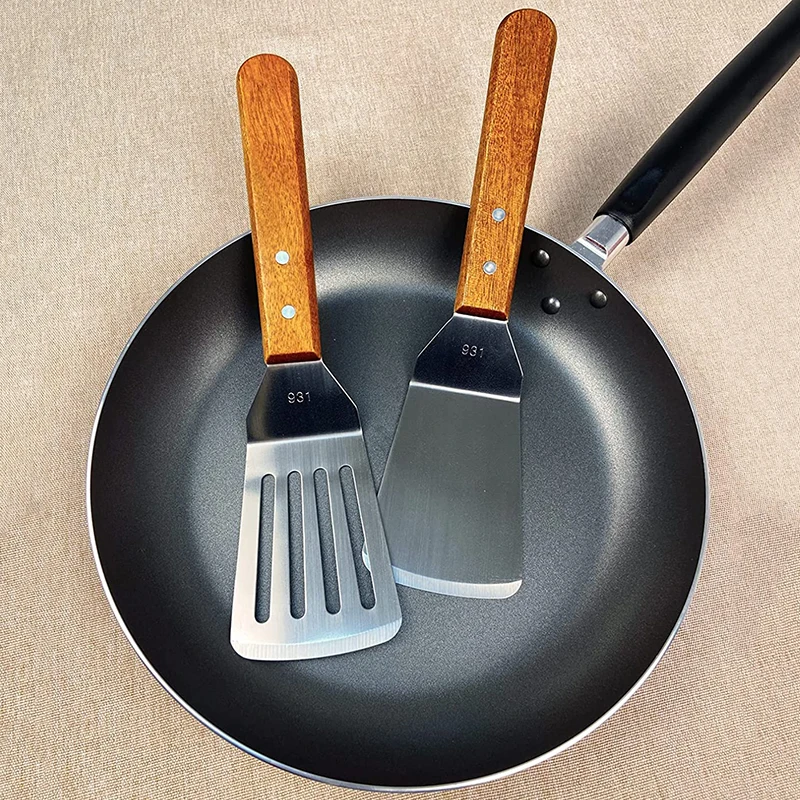 Spatole In Legno Per Cucina - Set 2 Pezzi Da 30 Cm In Legno Di Ciliegio