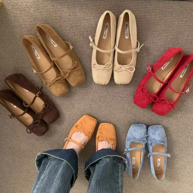 Dress Women's Shoes New Fashion French Style Girl Bow Multifunctional Pig Nose Princess Shoes Women's Flat Shoes Multicolor 6