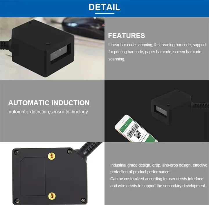 Fixed2D Scanning Module High-Speed Reader1D2D QR Code PDF417 Data Matrix Miniature Size