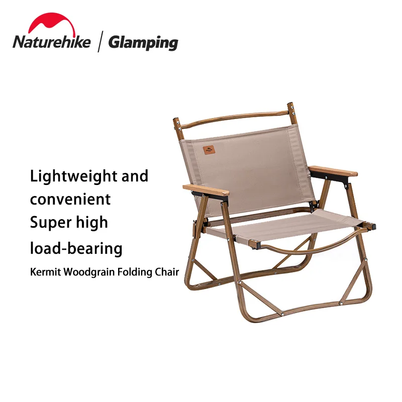 

Naturehike Camping Low Chair Portable Outdoor Chair AluminumAlloy Wood Grain Folding Picnic Chair Camping Equipment Kermit Chair