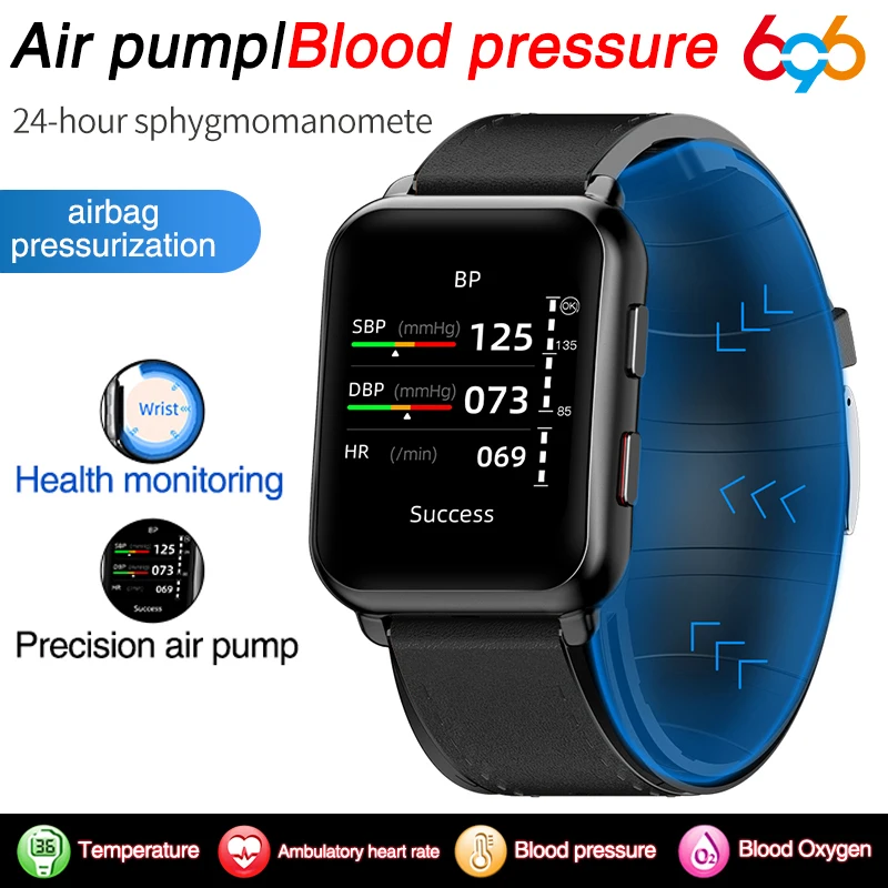 

Smartwatch Men Real Time Data True Blood Pressure Oxygen Air Pump Airbag Body Temperature Monitor Smart Watch Women Waterproof