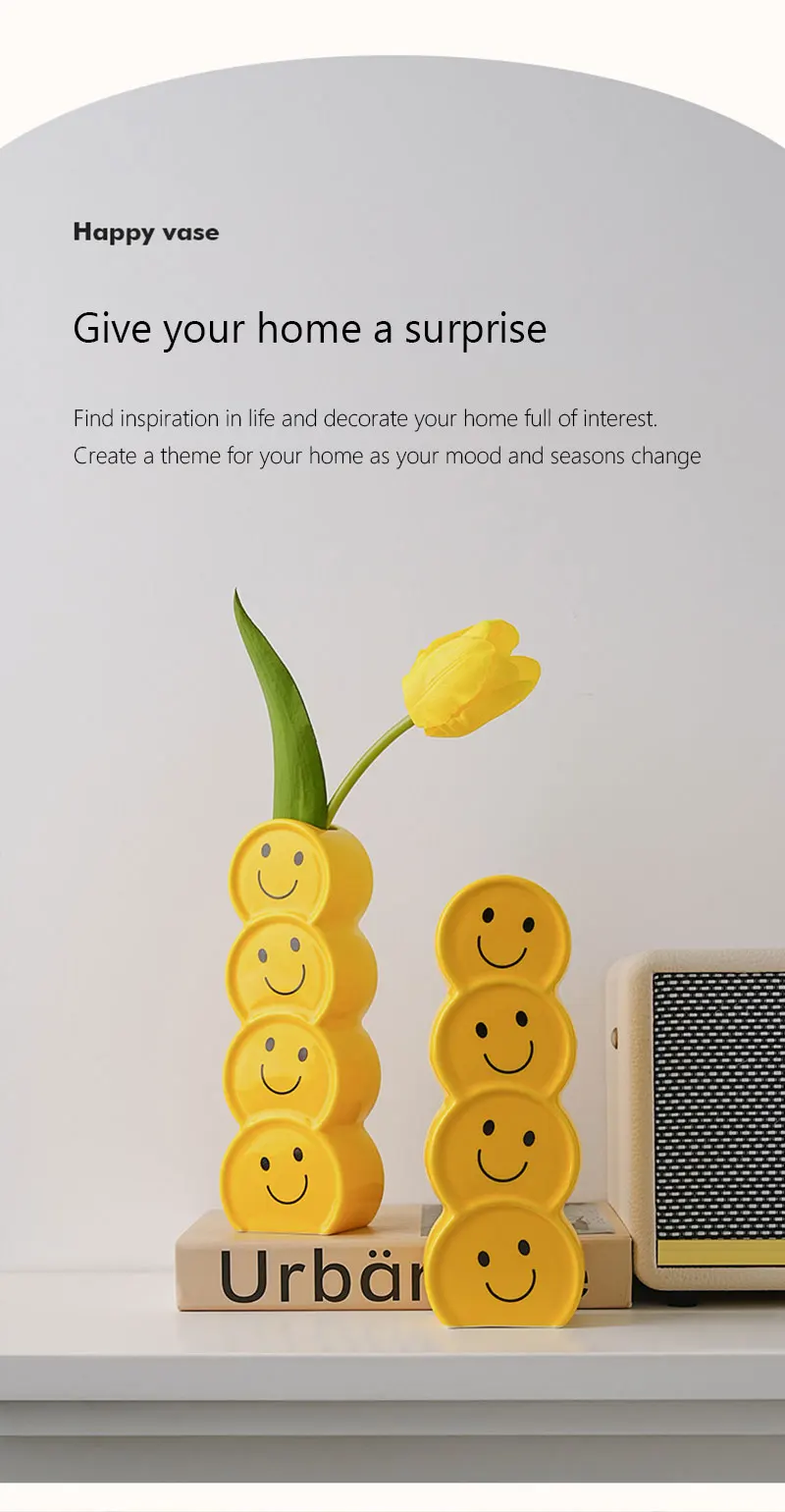 Ceramic Smiley Face Bud Vase