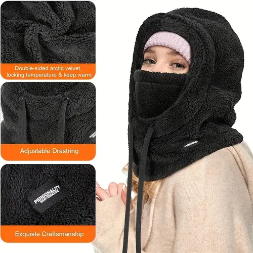 Winter Warm Balaclava Thermal Windproof Hood Motocycle Face Cover Polar Fleece Adjustable Cycling Neck Moto Full Mask Outdoor - Image 4