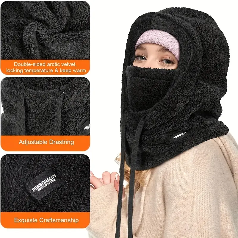 Winter Warm Balaclava Thermal Windproof Hood Motocycle Face Cover Polar Fleece Adjustable Cycling Neck Moto Full Mask Outdoor - Image 4