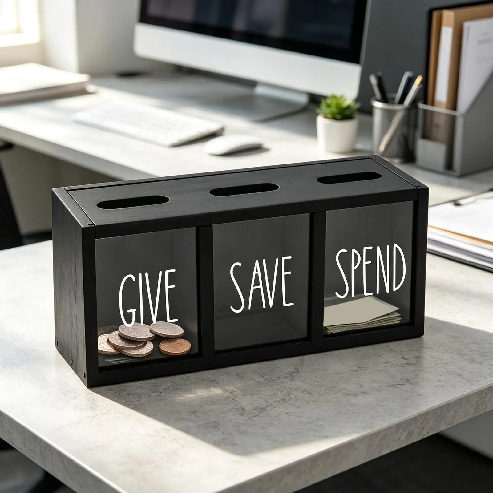 Wall-Mounted Transparent Money Saving Box Trio