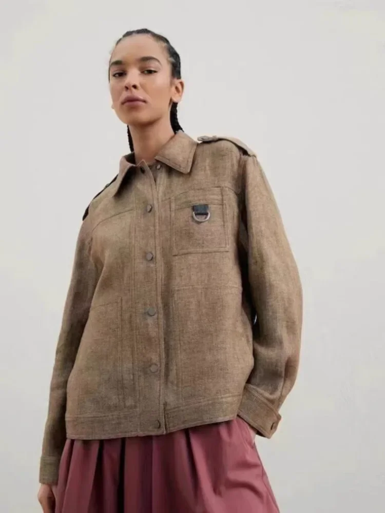 

2023 Autumn and Winter New Women Linen Jacket Coat / Pocket Casual Pants