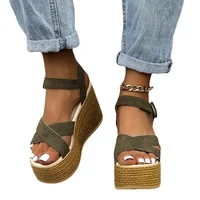 Fashion Wedge Sandals for Women Summer 2025 New Casual Non-slip Peep Toe Platform Shoes Rubber Sole Buckle Elegant Heels Women - Image 6