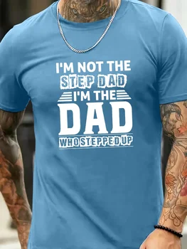 Father's Day DAD Print Men's Short Sleeve T-shirts, Comfy Casual Breathable Tops For Men's Fitness Training, Jogging, Outdoor Ac 1