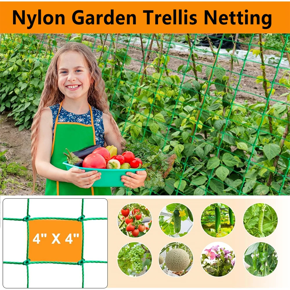 Garden Climbing Netting Strong Nylon Plant Trellis for Climbing Plants Heavy Duty Mesh Net Cucumber Tomato Grapes Garden Tools