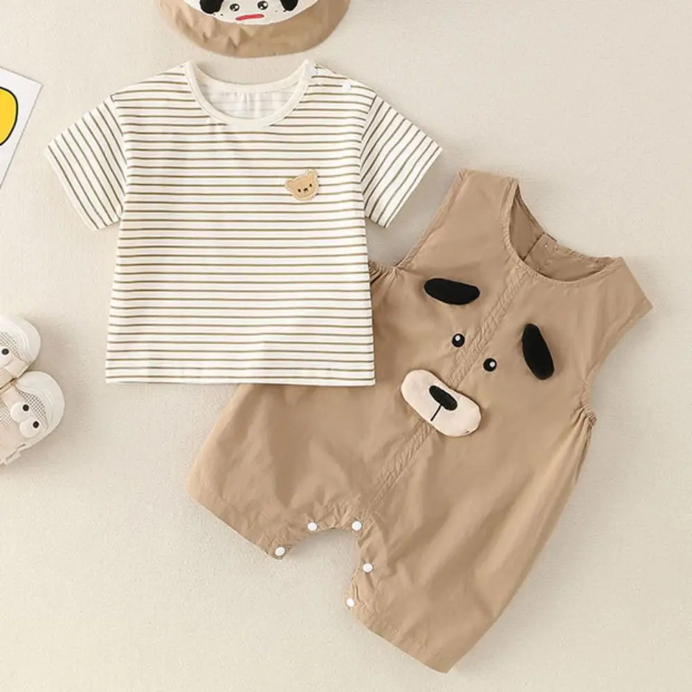 Soft Stripe Baby Jumper Romper Bodysuit Infant Romper Cartoon Dog Baby Jumpsuit Overalls Cotton Toddle Climb Suit Gifts