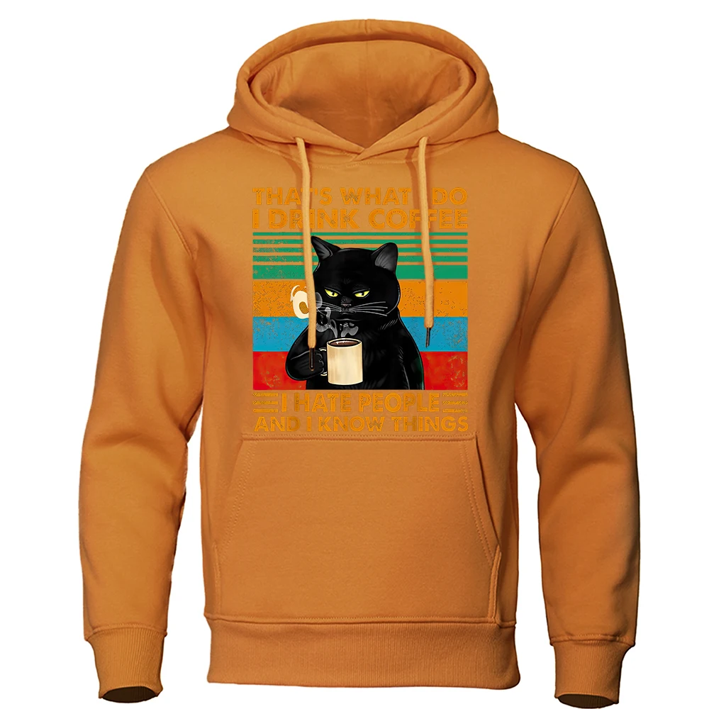 

That'S What I Do I Drink Coffee Black Cat Tshirt Men'S Graphic Cotton T Shirts Gorgeous Cool Clothing Hip Hop Soft Mens T Shirt
