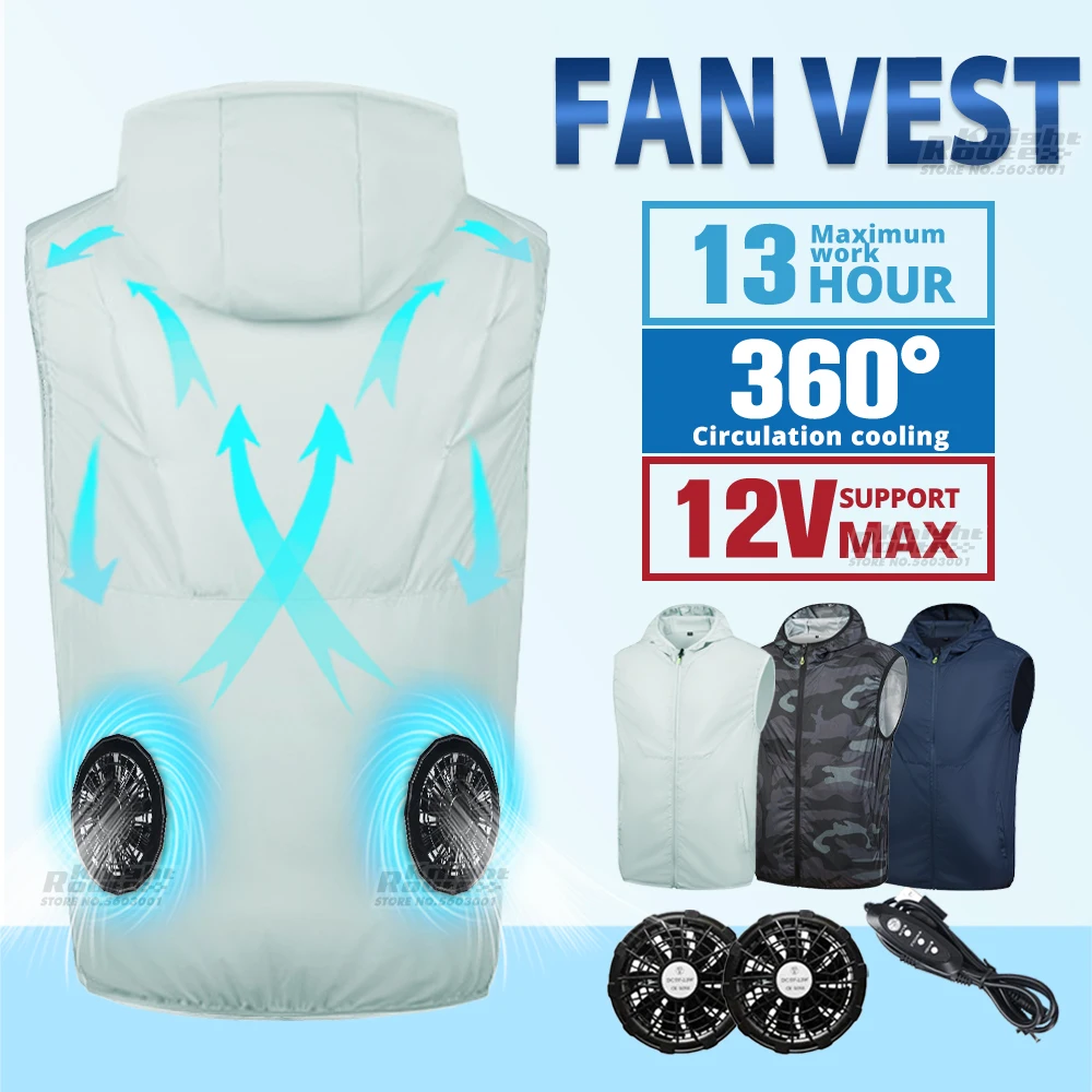 

Men Summer Clothing Fan Cooling Vest USB Charging Cooling Vest Cooling Air Conditioning Jacket Camping Hiking Fishing