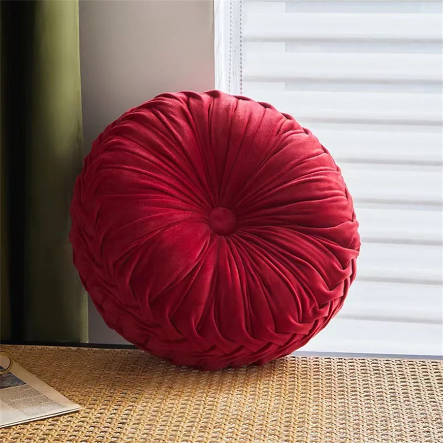 Waist Back Breakfast Pleated Cross-border Wheel Futon Cushion Pumpkin Pillow Round Pillow Cushion Wheel Shaped Chair