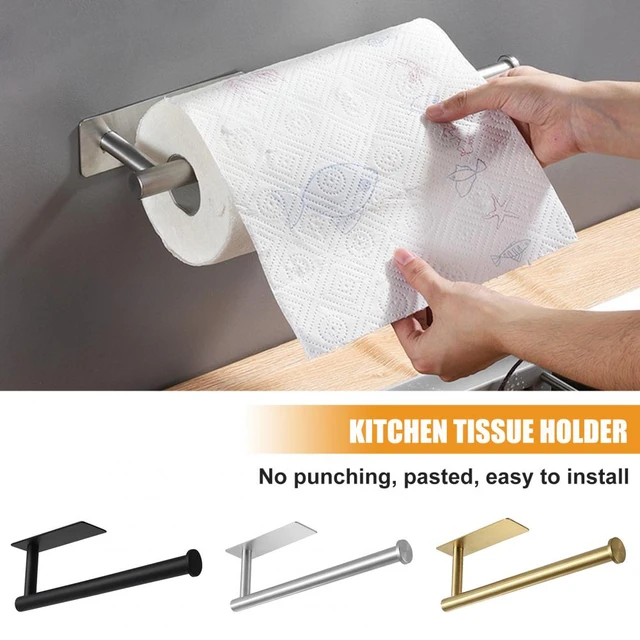 Kitchen Paper Towel Holder, Adhesive, Bathroom Towel Bar, No Drill Towel  Holder, Bathroom Paper Roll Holder - AliExpress