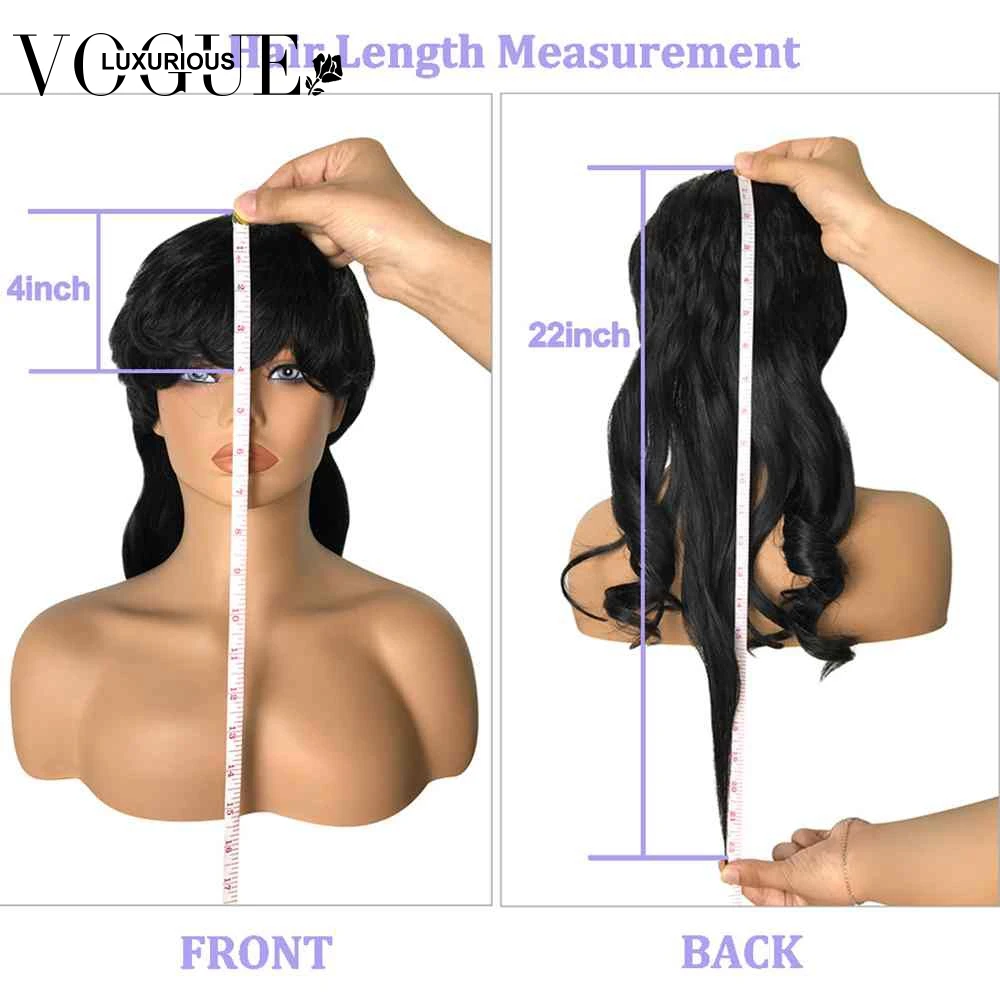 Natural Black Body Wave Full Machine Made Wigs For Black Women Glueless Dovetail Human Hair Mullet Wig Pixie Cut Glueless Wig