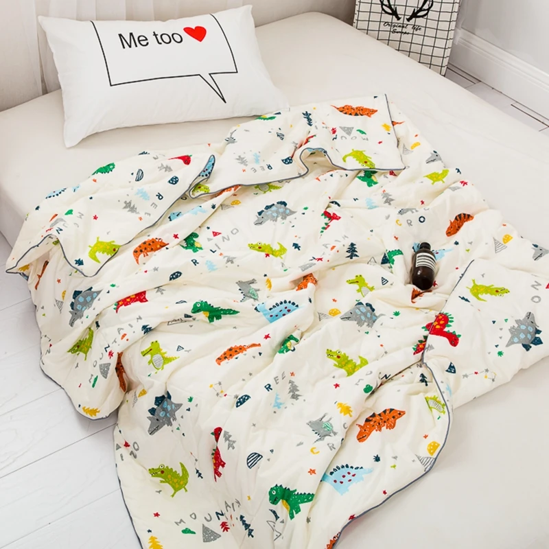 

Cotton summer quilted quilt air-conditioning quilts kids children single cartoon dinosaur series Printed Bedding #s