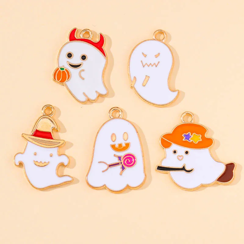 

20Pcs Lovely Cartoon Halloween Enamel Charms for Jewelry Making DIY Ghost Pendants Earrings Necklaces For Women Girl Party Gifts
