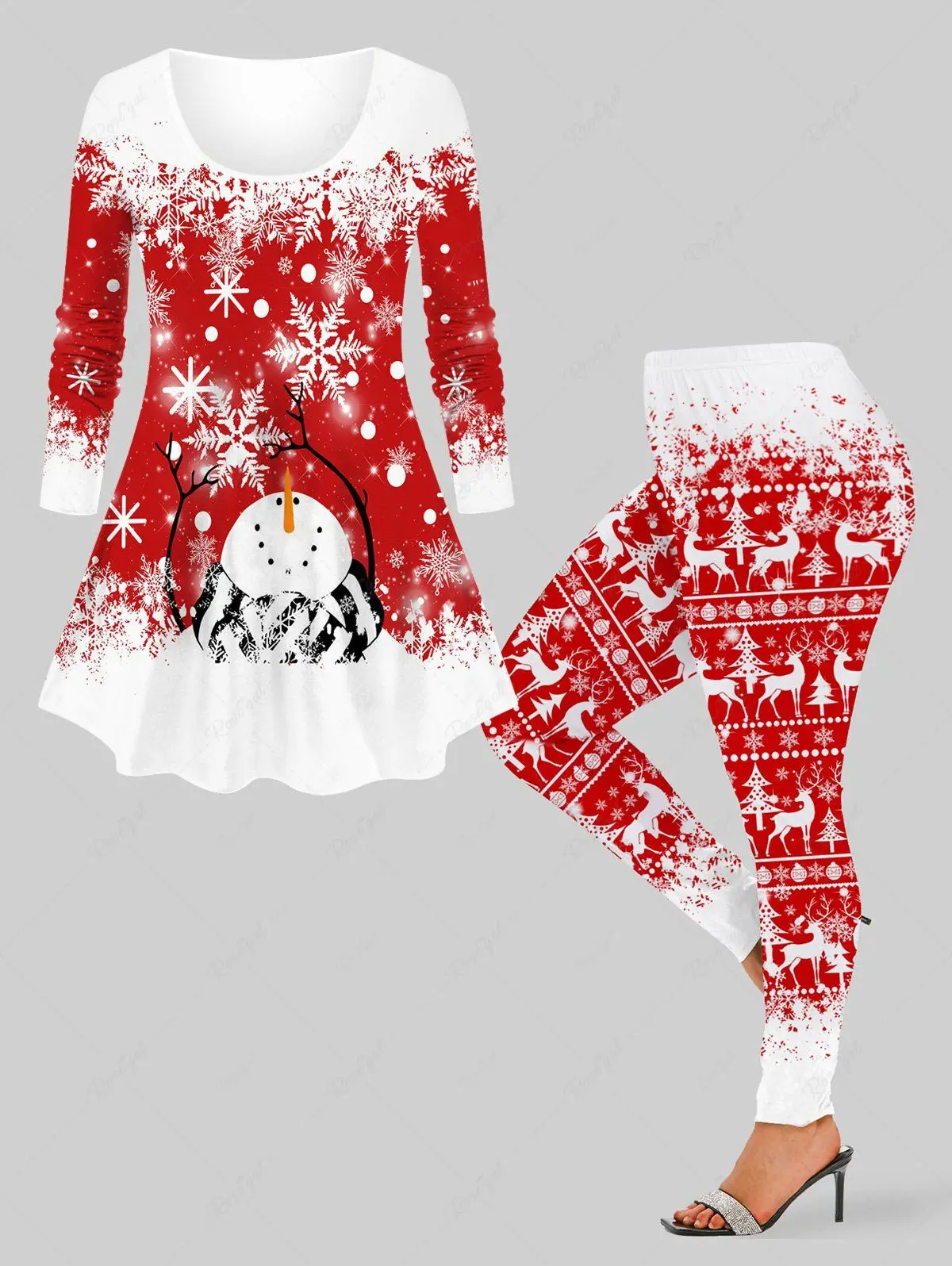

2023 Новый рождественский пижамный комплект Женская 3D печать снежинка снеговик ветка дерева Лось повседневная домашняя одежда для сна