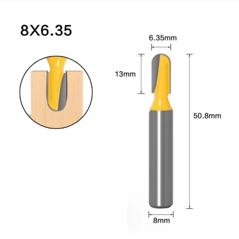 

Milling Cutter Router Bit Core Box Cutter Wood Router Bit YG6X 8MM Shank Woodworking Tools Attachment Convenient