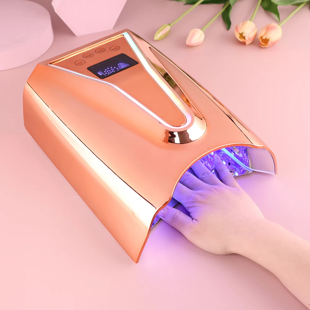 미러 인테리어 128W 고출력 무선 UV LED 네일 램프 큐어 충전식 그라데이션 네일 드라이어 (폴리쉬 경화용 무선)