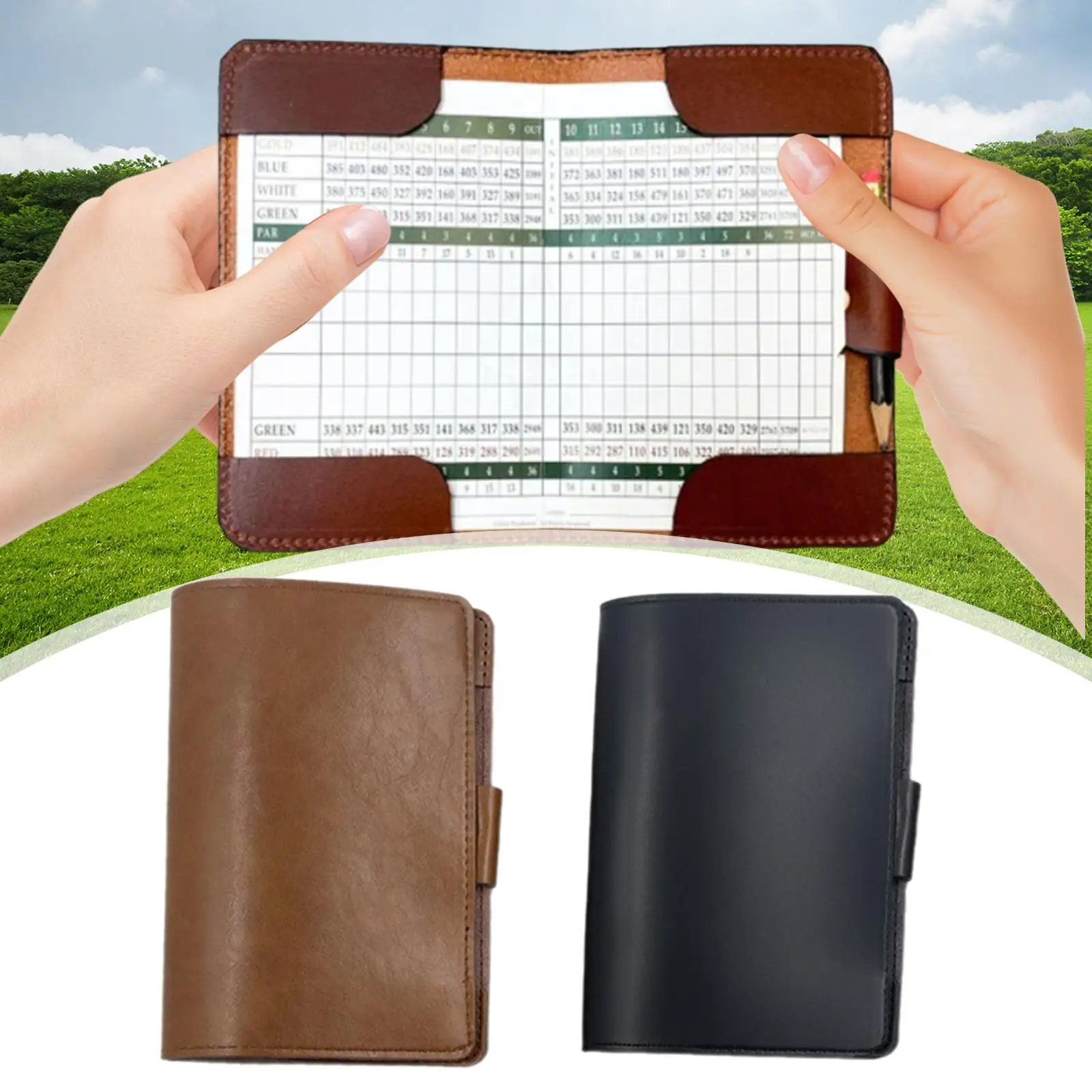 Golf Scorecard Holder Golf Course Supplies Yardage Book Cover Golf Score Cards Holder for Game Golf Practicing Training Rounds