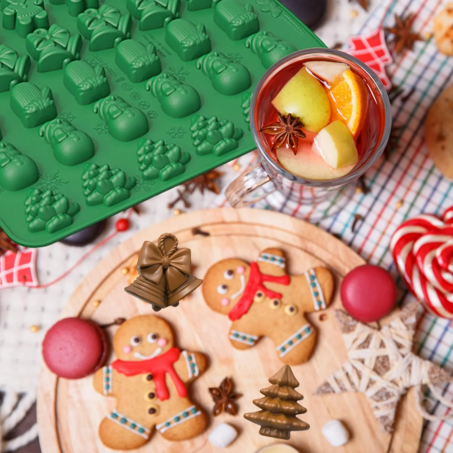 Christmas Silicone Chocolate Mould 5 in 1 BPA Free Biscuit Baking Moulds Candy Fudge Moulds baking mold,cookie mould