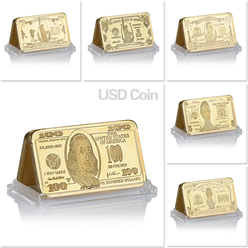 Luxurious Gold/Silver Plated US Dollar Design Souvenir Coin Set - Elegant Collectible and Business Gift