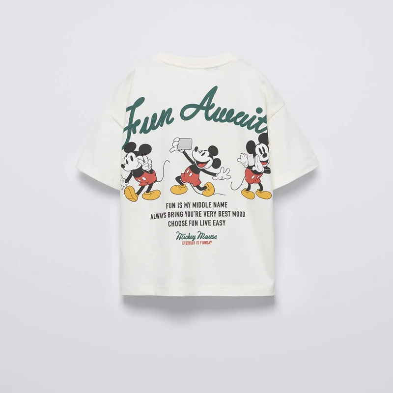 Mickey Mouse TShirt Cartoon Print Short Sleeve T For Boys And Girls Loose Casual Sports Tops Children Cotton Fashion White Tees 6