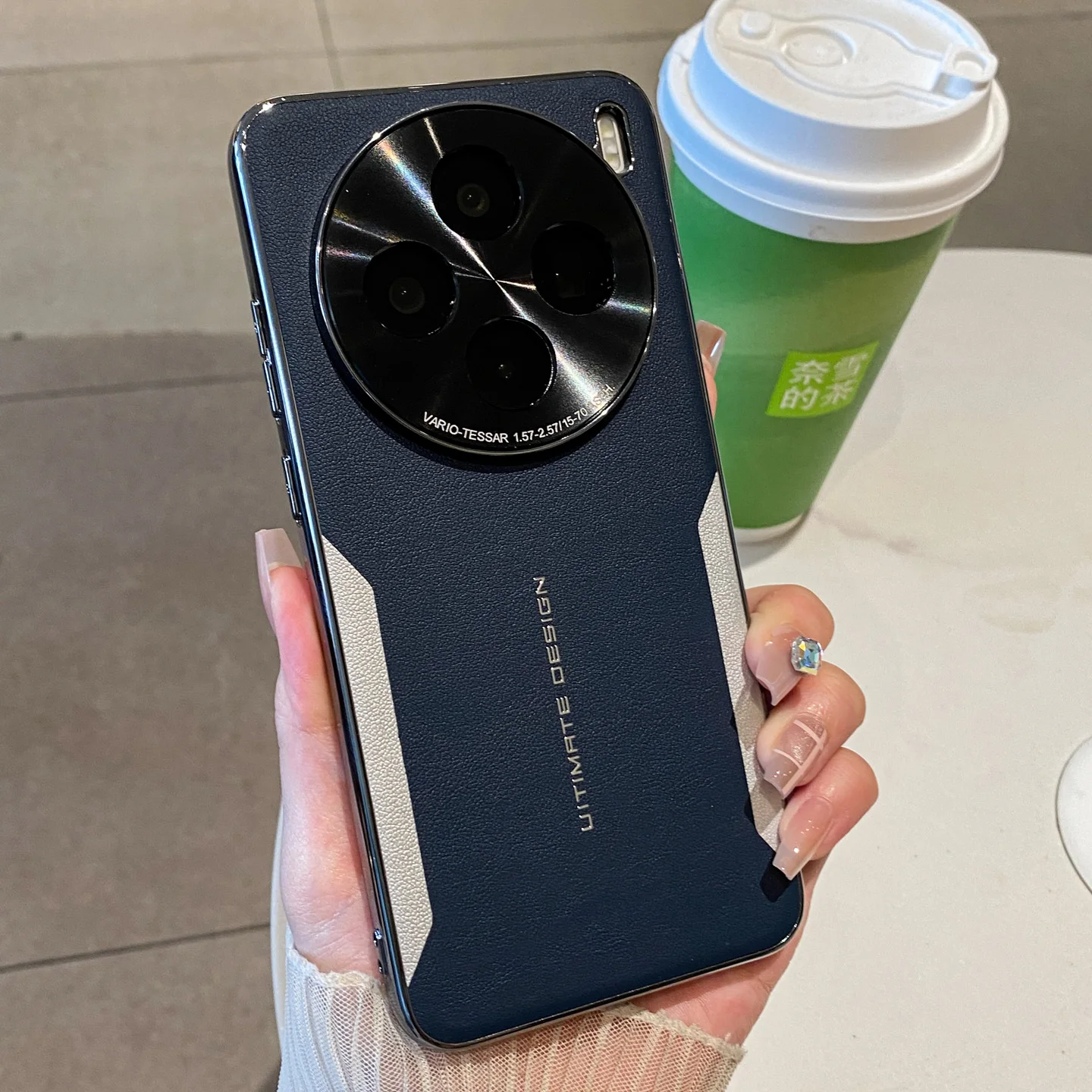 Luxury Matte Leather Texture Phone Case with Electroplated Frame and Glare Camera Protection