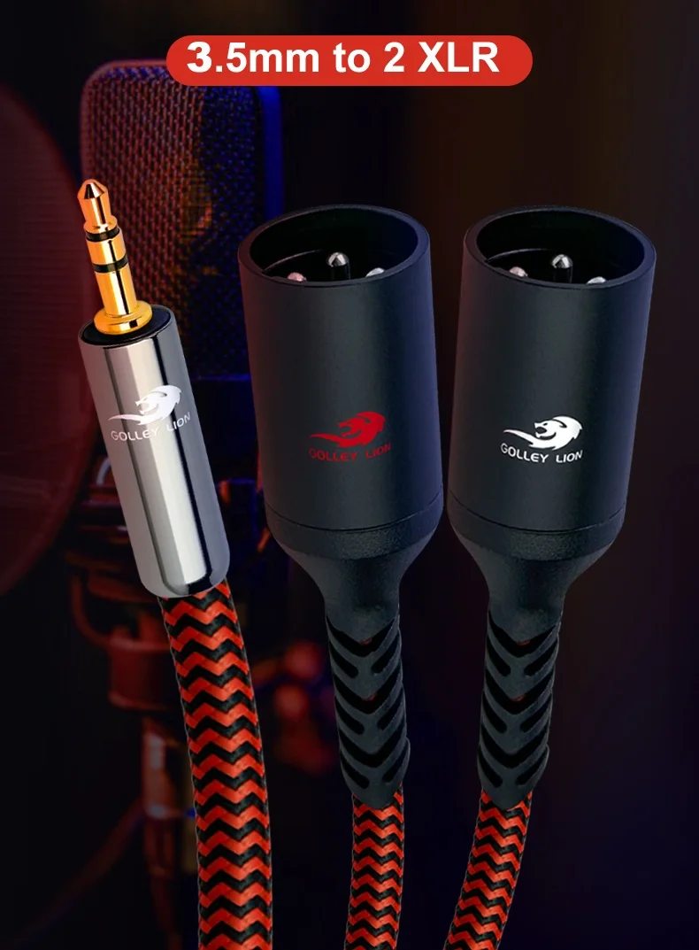 Premium 3.5mm to Dual XLR Male Audio Cable - Shielded Y Splitter Adapter