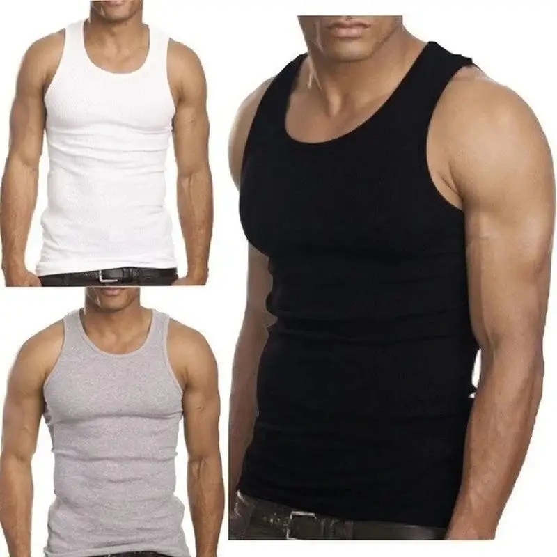 Casual Elastic Men's Vest Summer Thin Breathable Loose Fitness Vest Men's Sports Sweat Absorbing Vest Solid Color Vest Wholesale