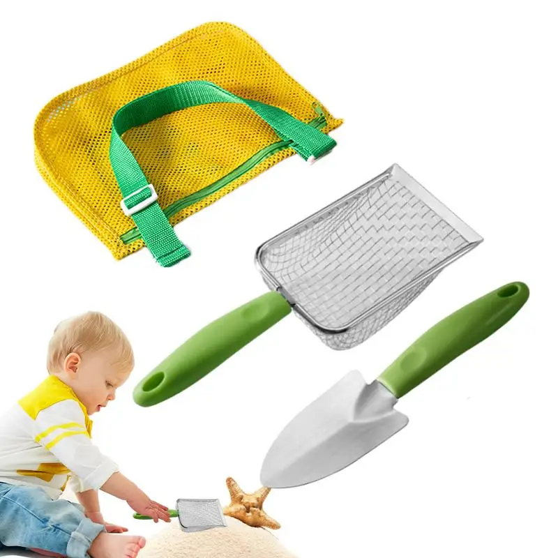 

Beach Mesh Shovel 3PCS Kids Shell Collecting Scooper Set Beach Playset For Boys And Girls Funny Toy Includes Sand Shovel Sand