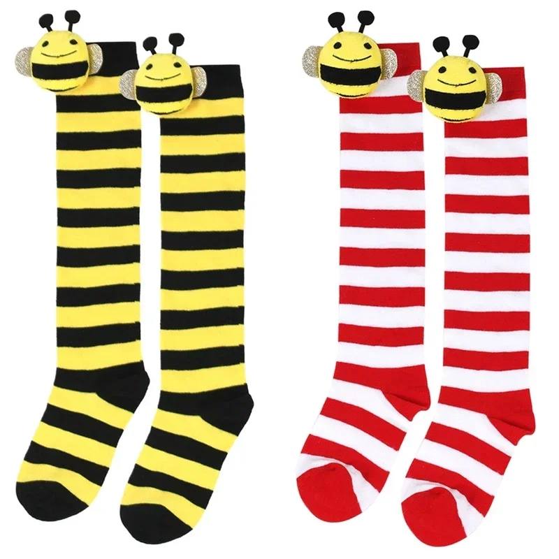 Halloween Knee High Socks Cosplay Striped Stockings for Halloween Girls Bee Costume 7-12Years children socks