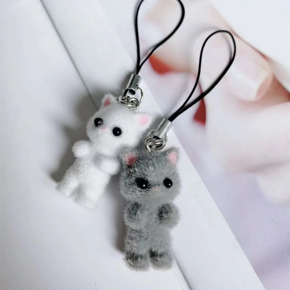 Resin Plush Cat Phone Ornament Purse Pendant