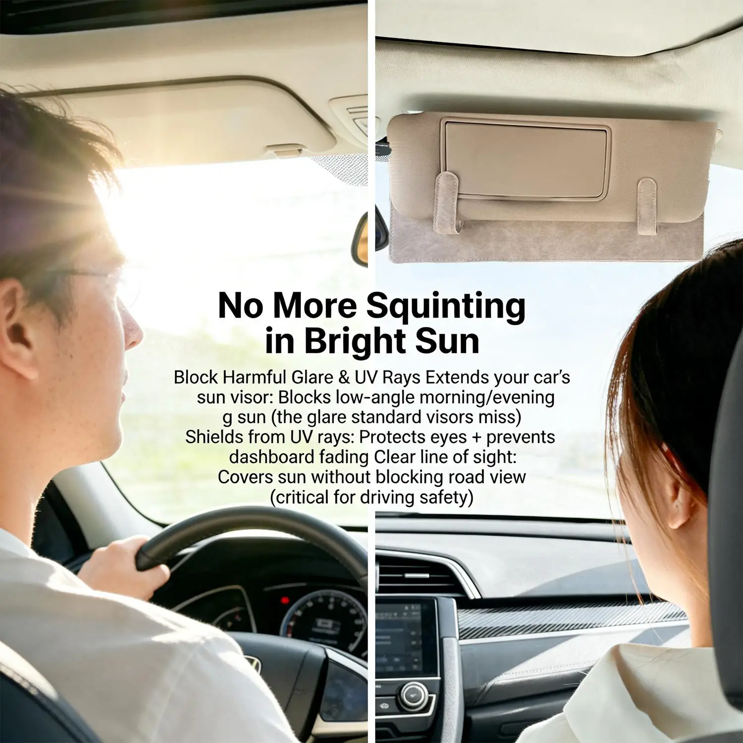 Auto-Sonnenblenden-Erweiterungspanel aus leichtem Wildleder – Blendschutzabdeckung ohne Sichtblockierung – Sonnenblenden-Plattenverlängerung – Detail 6