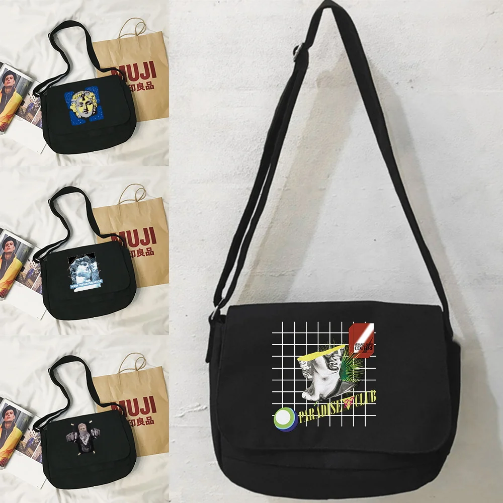 Messenger Bag Japanese Multi-function Messenger Bag Student College Style Portable Versatile One-shoulder Sculpture Pattern Bags