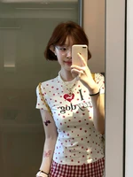 Fun Anti-Aging Dog Paw Print ort Sve T-irt Women's Summer Slimming Small Size Spicy Girl ort Sle Top round Ne