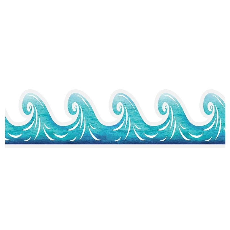 Ocean Wave Bulletin Board Border Sticker Classroom Blackboard Bulletin Board Decorative Paper Self-Adhesive Border Trim