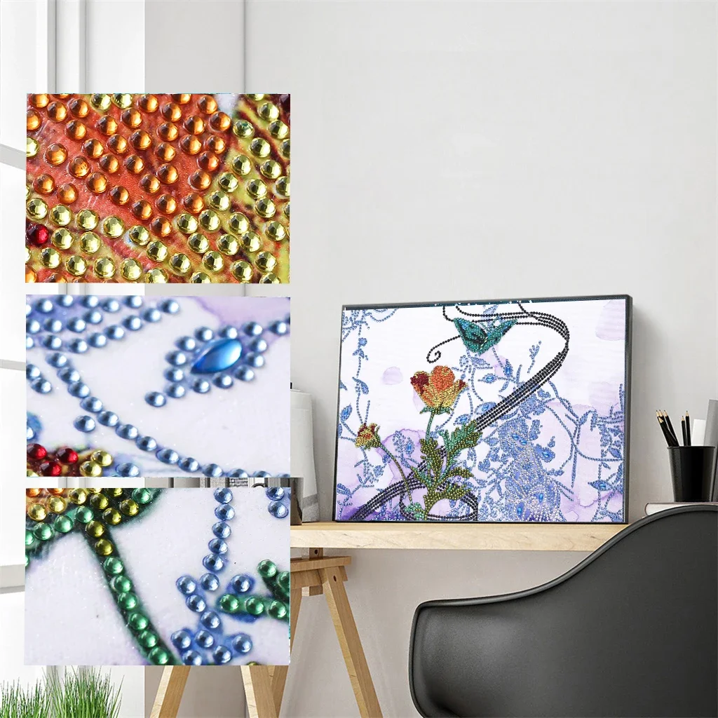 Diamond Painting Butterfly Flower DIY 5D Partial Drill Cross Stitch Kits Crystal Rhinestone Arts Home Decoration