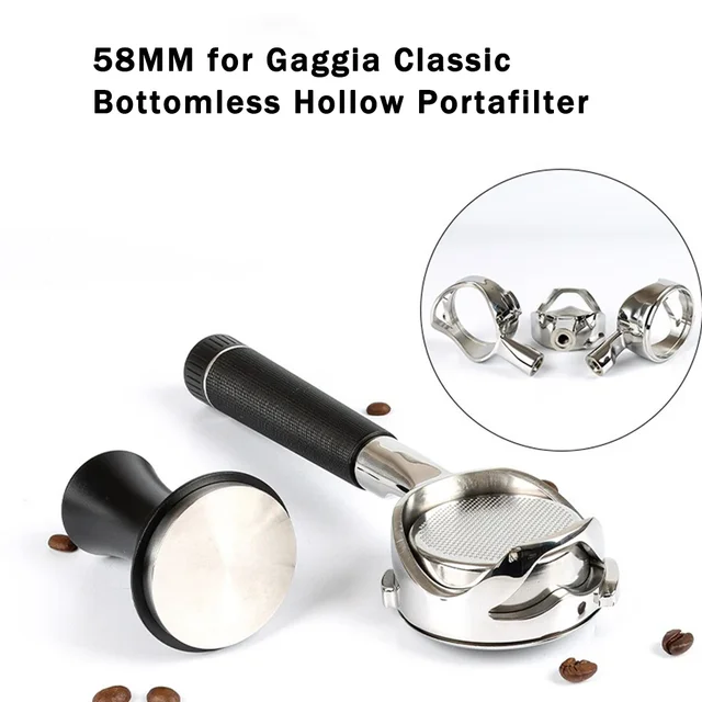 58MM Bottomless Hollow Portafilter for Gaggia/Baby/Classic Coffee Machine Modified Handle Stainless Steel Coffee Handle Filter