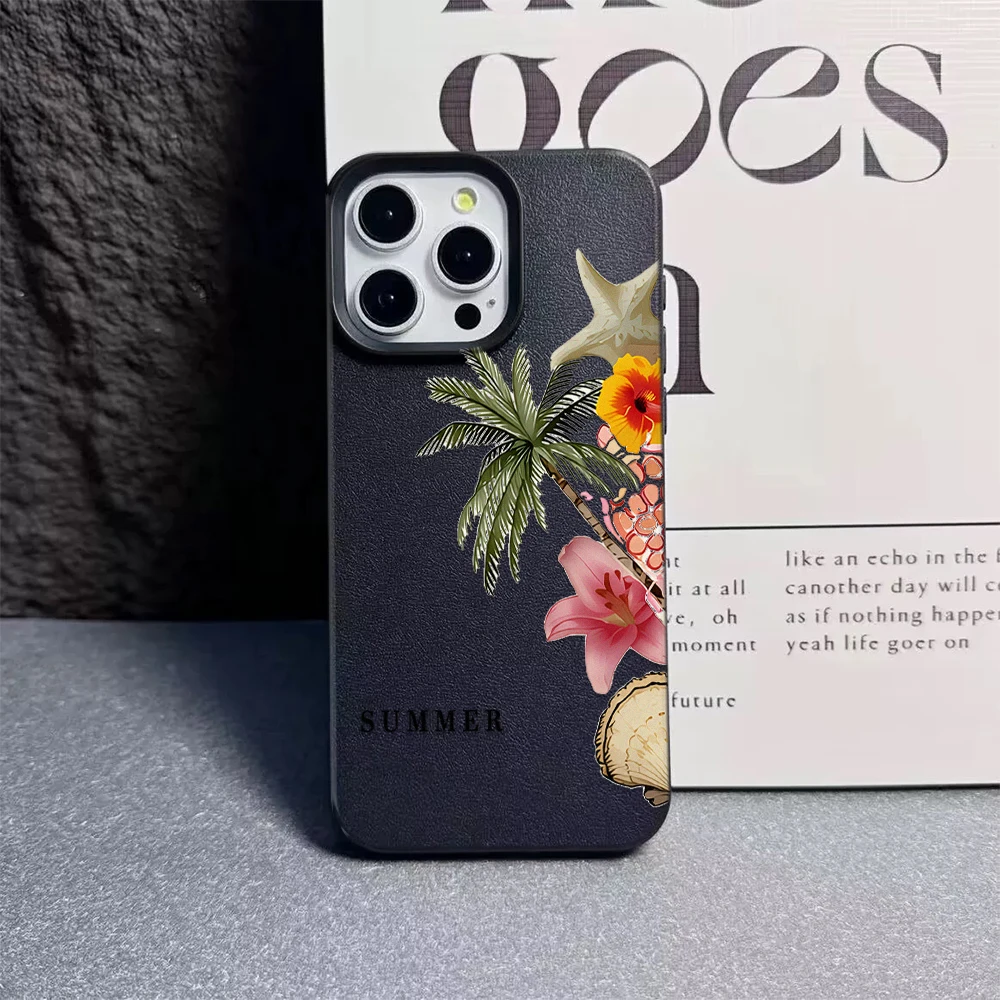 ตัวเลือกสินค้า เคสโทรศัพท์ลายลิ้นจี่ ต้นมะพร้าว ปลาดาว สำหรับ iPhone 17/16/15/14/13/12/11 Plus Pro Max
