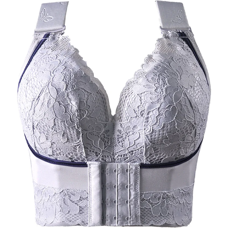 Plus Size Bras For Women Lace Embroidery Bra No Wire Lingerie Sexy Womens Underwear Push Up 75 80 85 90 95 100 105 110 C D E bh