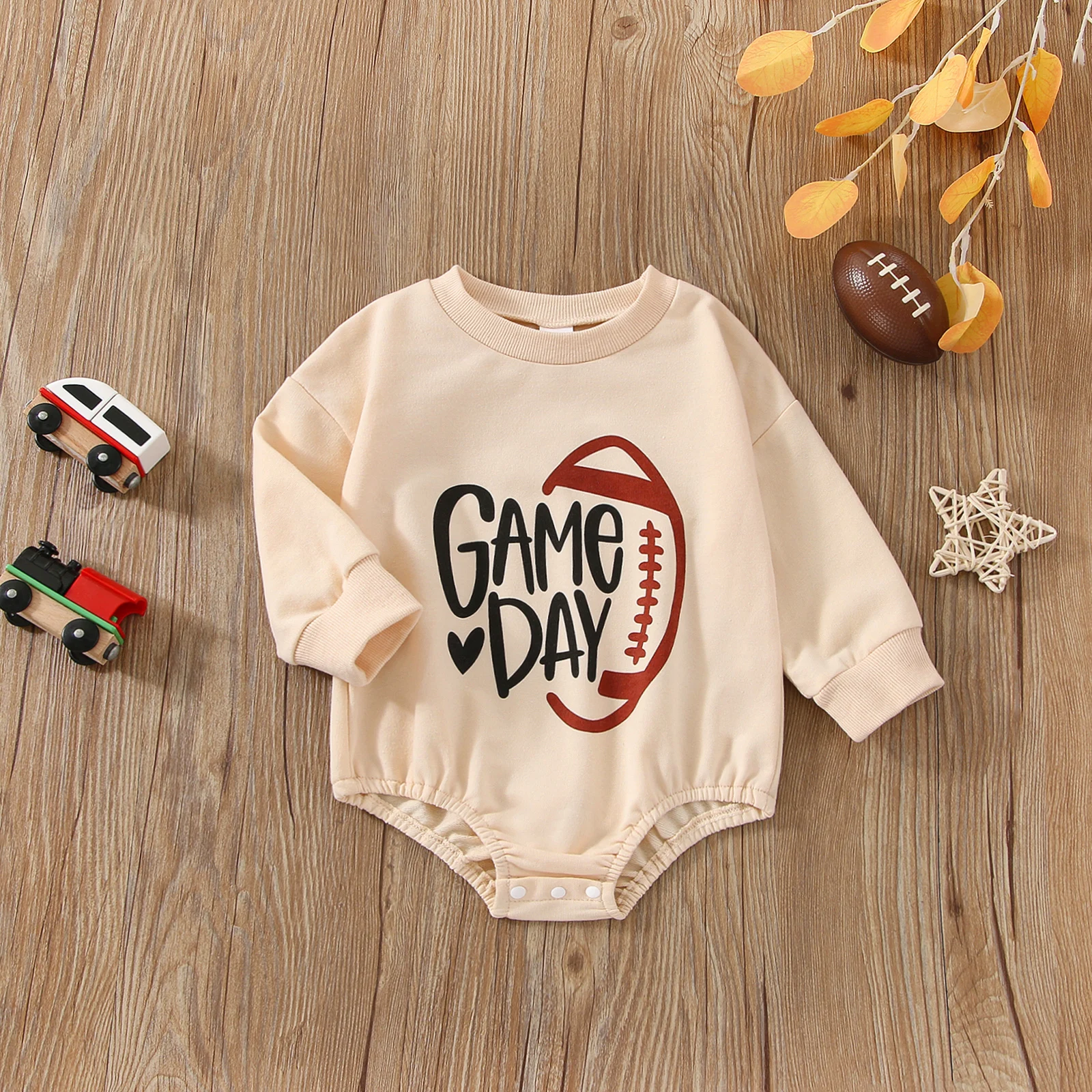 

Infant Baby Girls Boys Romper Rugby Letter Print Round Neck Long Sleeve Jumpsuits Spring Autumn Casual Bodysuits Clothing