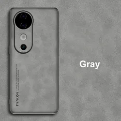 Luxury PU Leather Shockproof Phone Case with Matte Silicone Back Cover and Full Protection for Vivo S19 Pro (Gray)