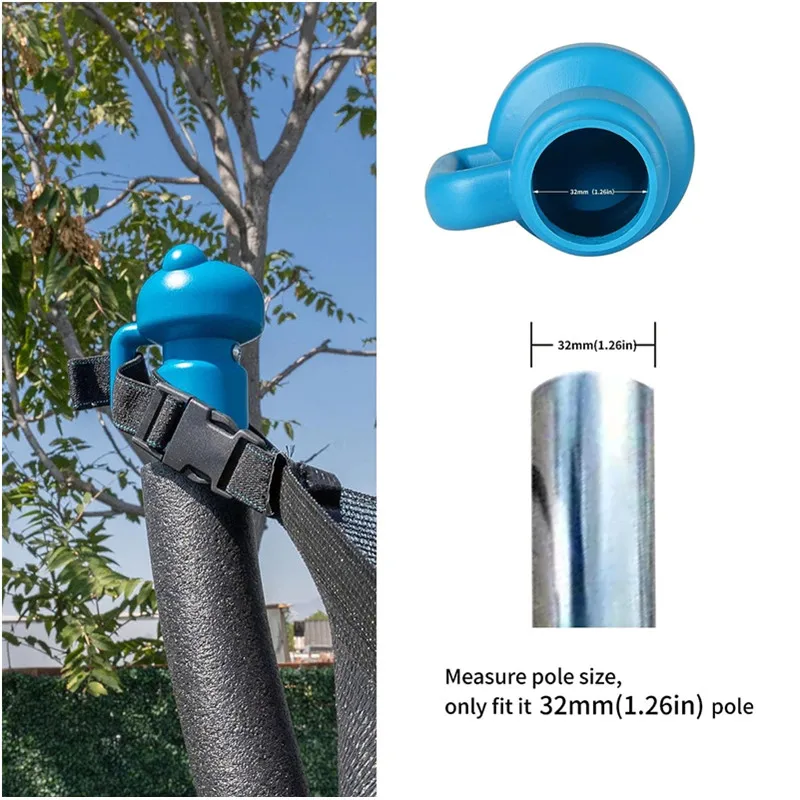 6Pcs Trampoline Enclosure Pole Caps with Screws 0.98/1.26/1.5&rdquo;Diameter Waterproof Durable Safety Leisure Spare Part for Net Hook Trampoline End Cap