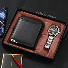 

2022 New Men's Business Fashion Watch Wallet Set Stainless Steel Strap Stainless Steel Quartz Watches Leather Purse Gift Sets