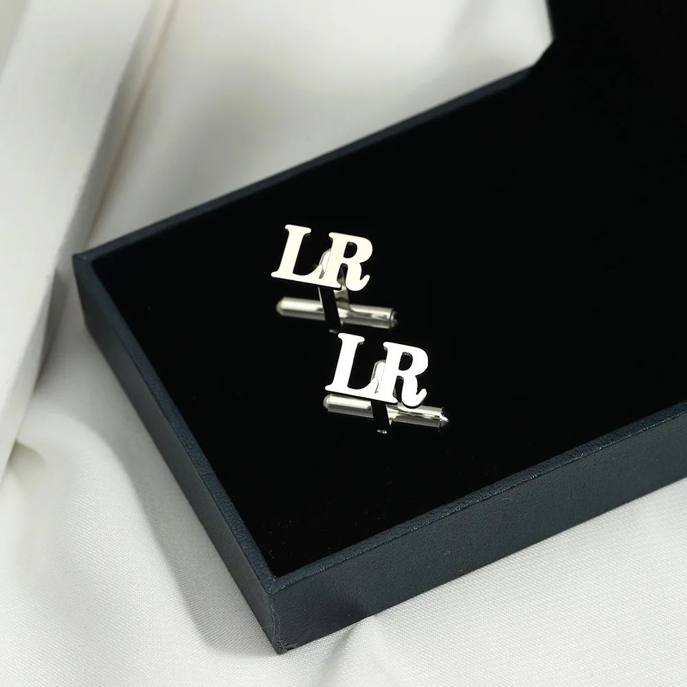 Luxury 925 Sterling Silver Personalize Initial Letter Engagement Cufflinks For Man Custom Wedding Cufflink Gifts Jewelry