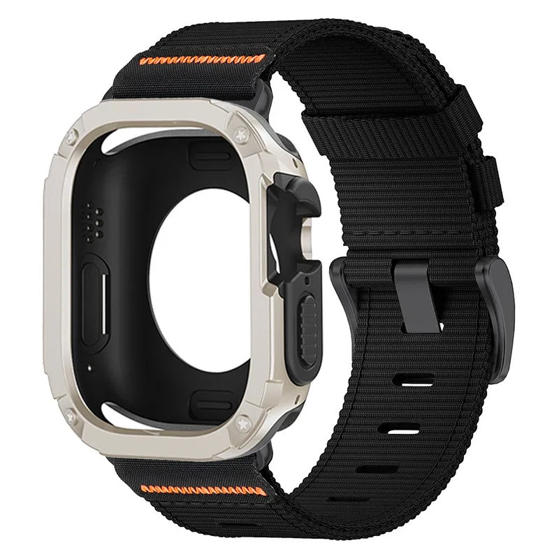 TPU PC Case with Nylon Strap for Apple Watch - Durable Protective Cover