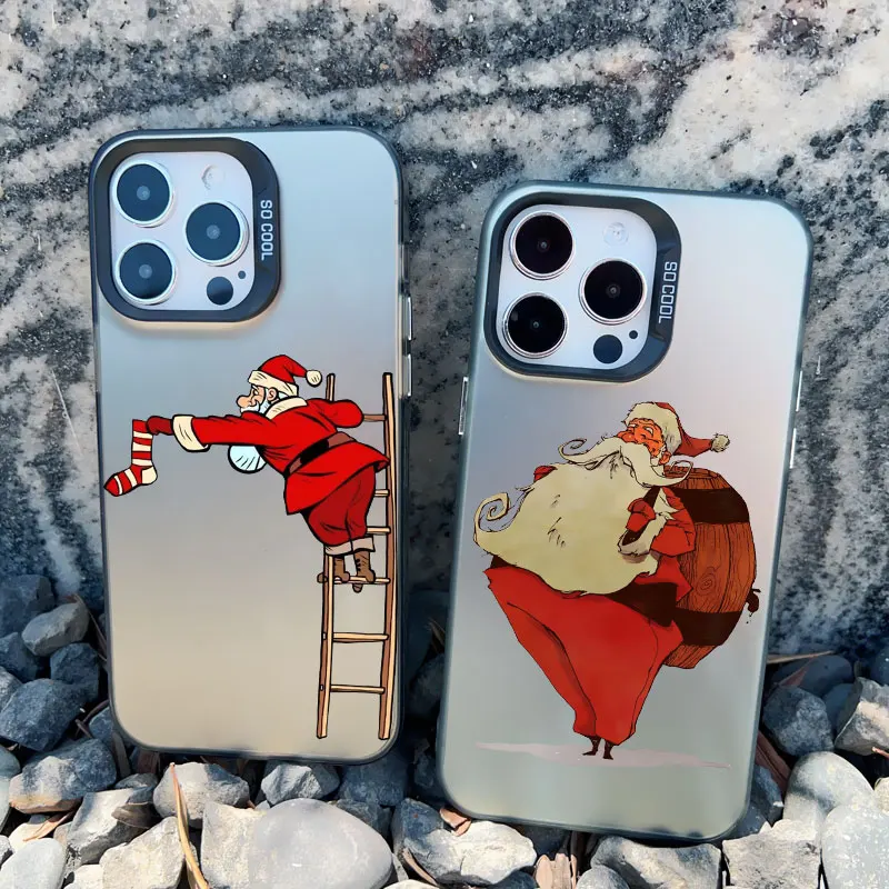 Cartoon Weihnachtsmann Elch Schneemann Weihnachtsbaum Handyhülle für iPhone 17 16 15 14 Pro Max Plus 13 12 11 Mini Pro Max Laser-Hülle – Detail 14