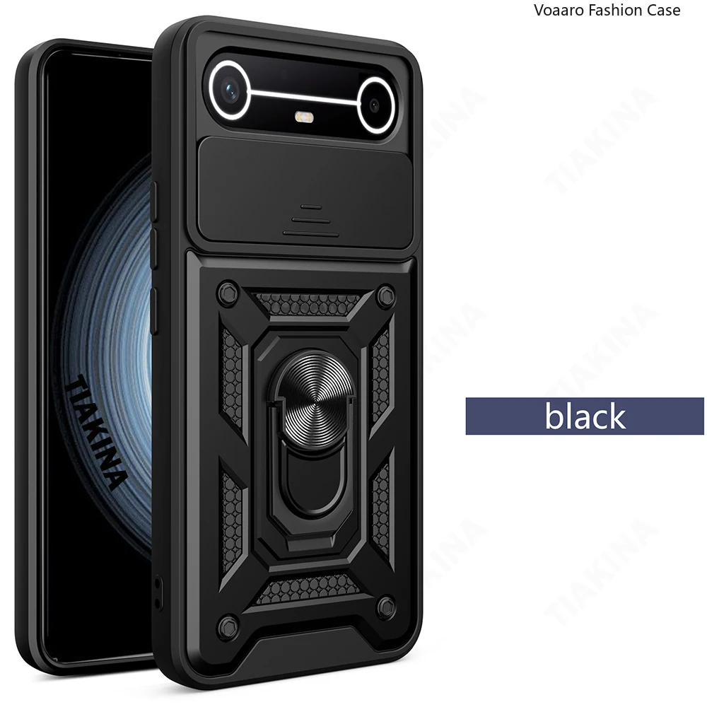 Slide Lens Armor Shockproof Case with Magnetic Ring Stand Holder